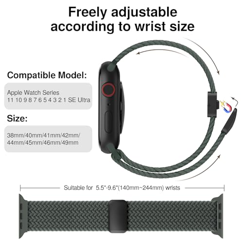 Image of Braided Stretchy Band Compatible with Apple Watch Bands 38mm 40mm 41mm 42mm 44mm 45mm 46mm 49mm Women Men, Soft Nylon Solo Loop Magnetic Sport Strap for iWatch Series 11 10 9 8 7 6 5 4 3 2 1 SE Ultra