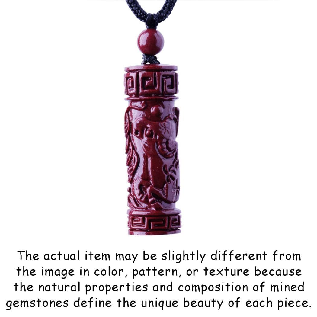 LNNSHX Collane in Argento Sterling, Collana Feng Shui Collana in Pietra di Cristallo cinabro Collana con Ciondolo con Ciondolo con Animali dello Zodiaco Cinese con Collana Lunga con Cordino (Nero)