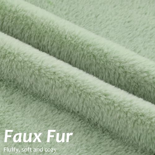 Pallene Faux Fur Plush Throw Pillow Covers 26x26 Set of 2, Soft Fluffy Couch Pillow Covers for Living Room, Sage Green
