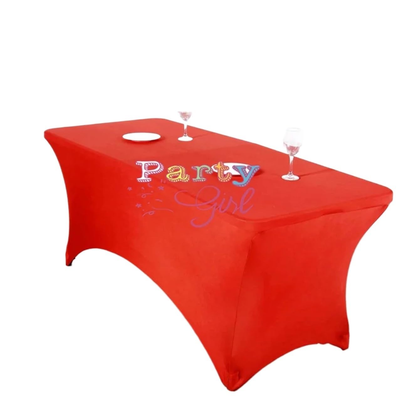 EKalgretrA Table Cloth Red Rectangle Fitted Stretch Spandex Table Cover Tablecloth Lycra Long Bar Cloth For Hotel Event(Red,6ft-183x76x76cm)