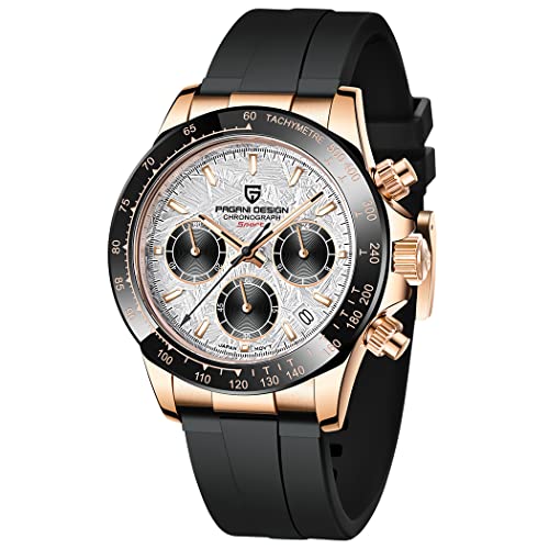 Pagani Design PD-1664 - Reloj para hombre con movimiento Seiko VK63 y zafiro resistente a los arañazos., Oro blanco especial, Clásico Pagani Design PD-1664 - Reloj para hombre con movimiento Seiko VK63 y zafiro resistente a los arañazos., Oro blanco especial, Clásico