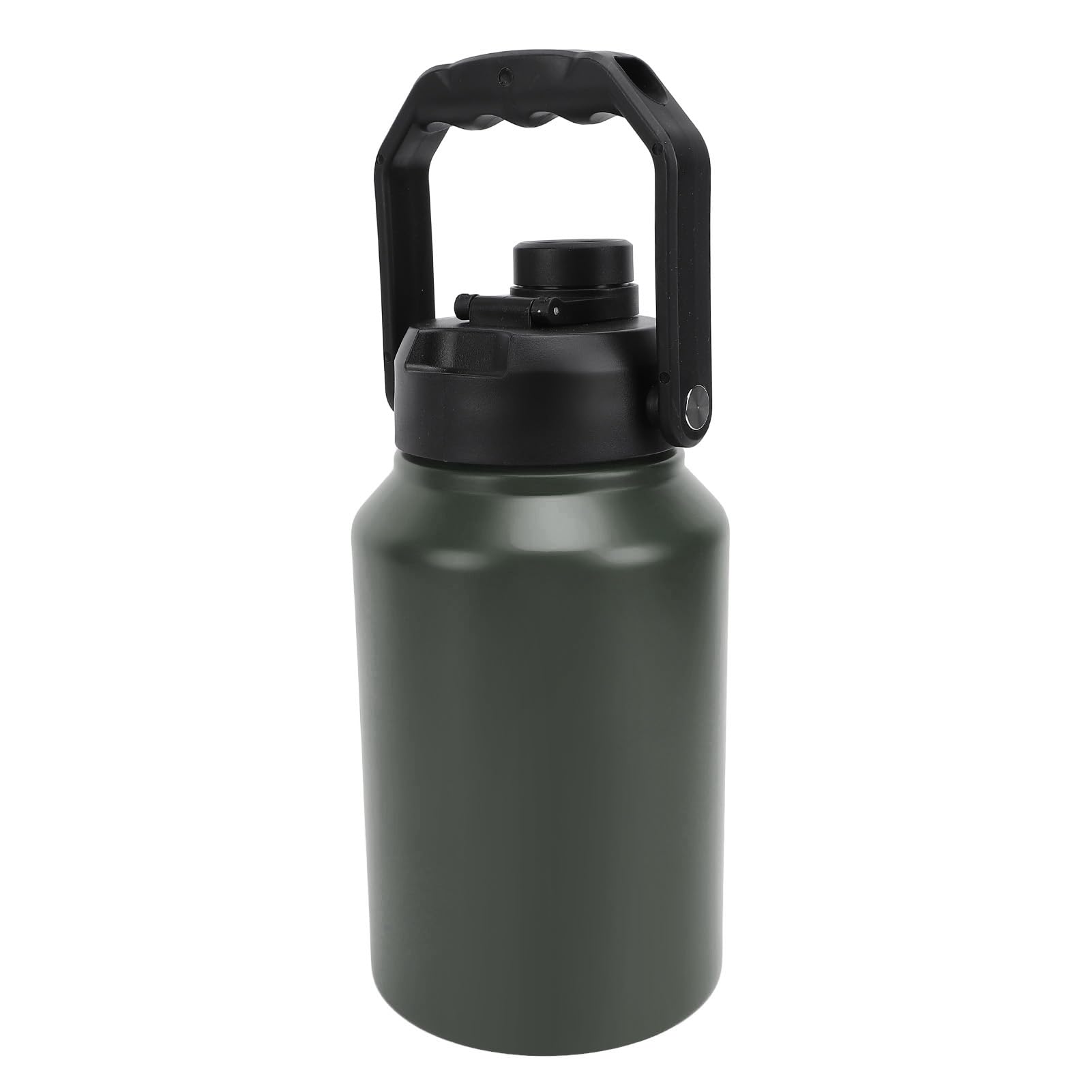 Isolierte 1,9-Liter-Trinkflasche aus Edelstahl mit Doppelwandiger Vakuumisolierung, Strohhalmdeckel und Tragegriff, Auslaufsichere Thermoskanne mit Großer Öffnung für (OD Grün)