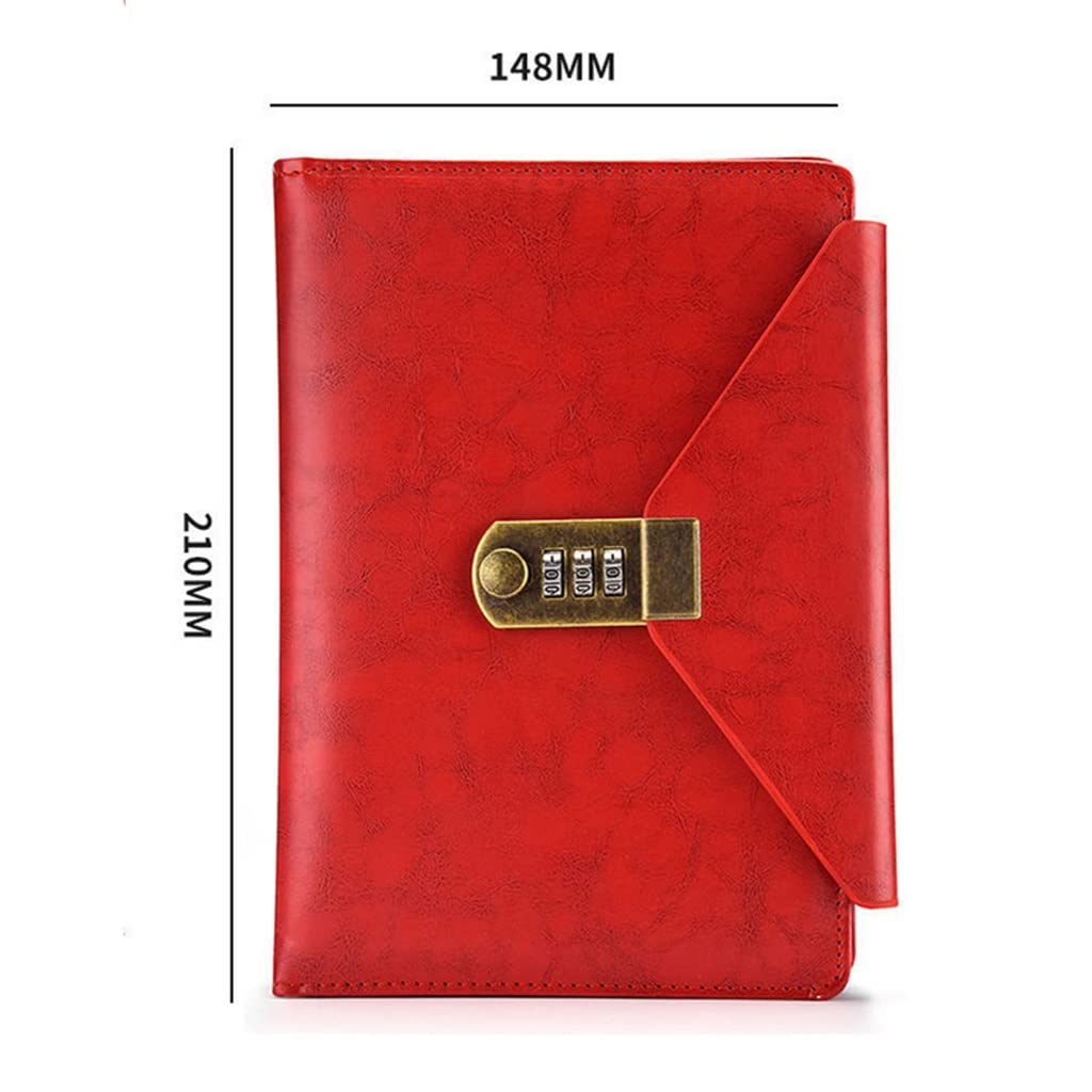 SePKUs Cuaderno de viaje A5 con cerradura de combinación Contraseña Agenda Diario Bloc de notas Papelería comercial (B A5)