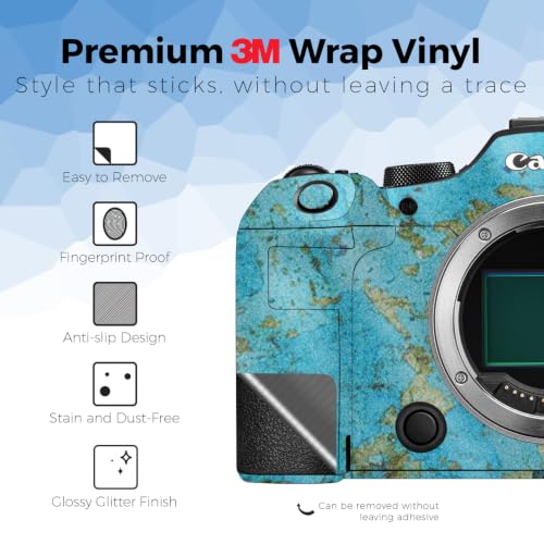 Image of Glossy Glitter Camera Skin Compatible with Canon EOS R6 Mark III (2025) - Teal Marble - Premium 3M Vinyl Protective Wrap Decal Cover - Easy to Apply | Crafted in the USA by MightySkins