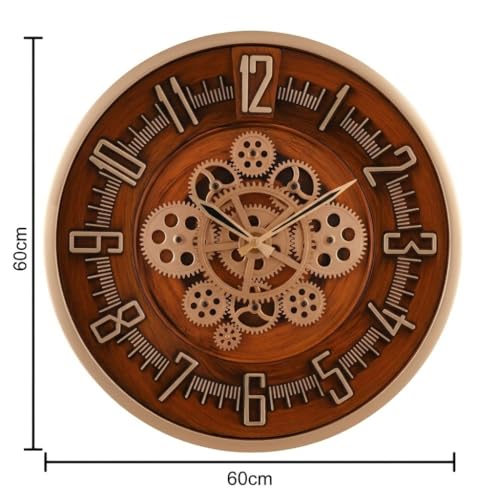 Image of RegentLuxxor Wall Clock, Moving Gear, 16 Inch, Silent Sweep, Steampunk Style, for Living Room and Office