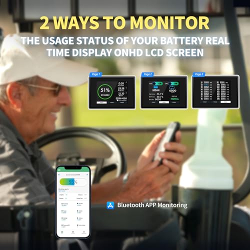 Image of LOSSIGY 48V Lithium Golf Cart Battery Conversion Kit, Prefect for Solar System RV, Built in 200A Bluetooth BMS, Peak Current 1000A(3-5s)