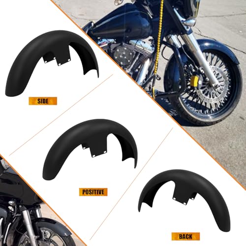Image of 21-Inch Front Fender Fit for Harley Touring 1996-2023 | Matte Black Front Mudguard for 120 /R19 Tires, Fits Road King, Road Glide, Street Glide, Electra Glide and Custom Baggers