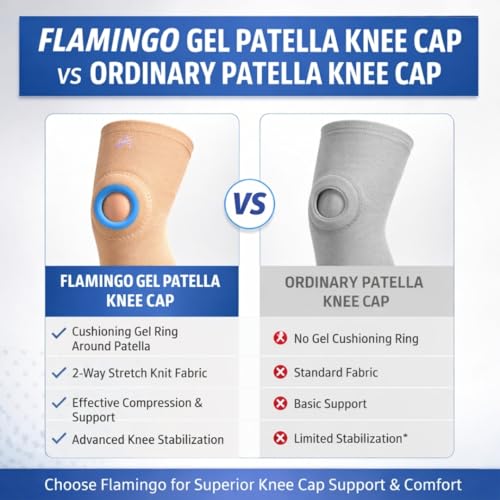 Image of Flamingo Gel Patella Knee Cap | Knee Support Brace for Arthritis, Pain Relief, Sports | Knee Cap for Men and Women | Beige | Size - Small |