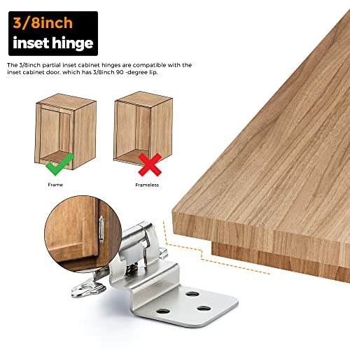 Image of Ravinte 60 Packs 30 Pair 3 /8 inch Inset Polished Chrome Cabinet Self Closing Hinges for Kitchen /Bathroom /Furniture Cabinets & Doors,Decorative Cupboard Hardware
