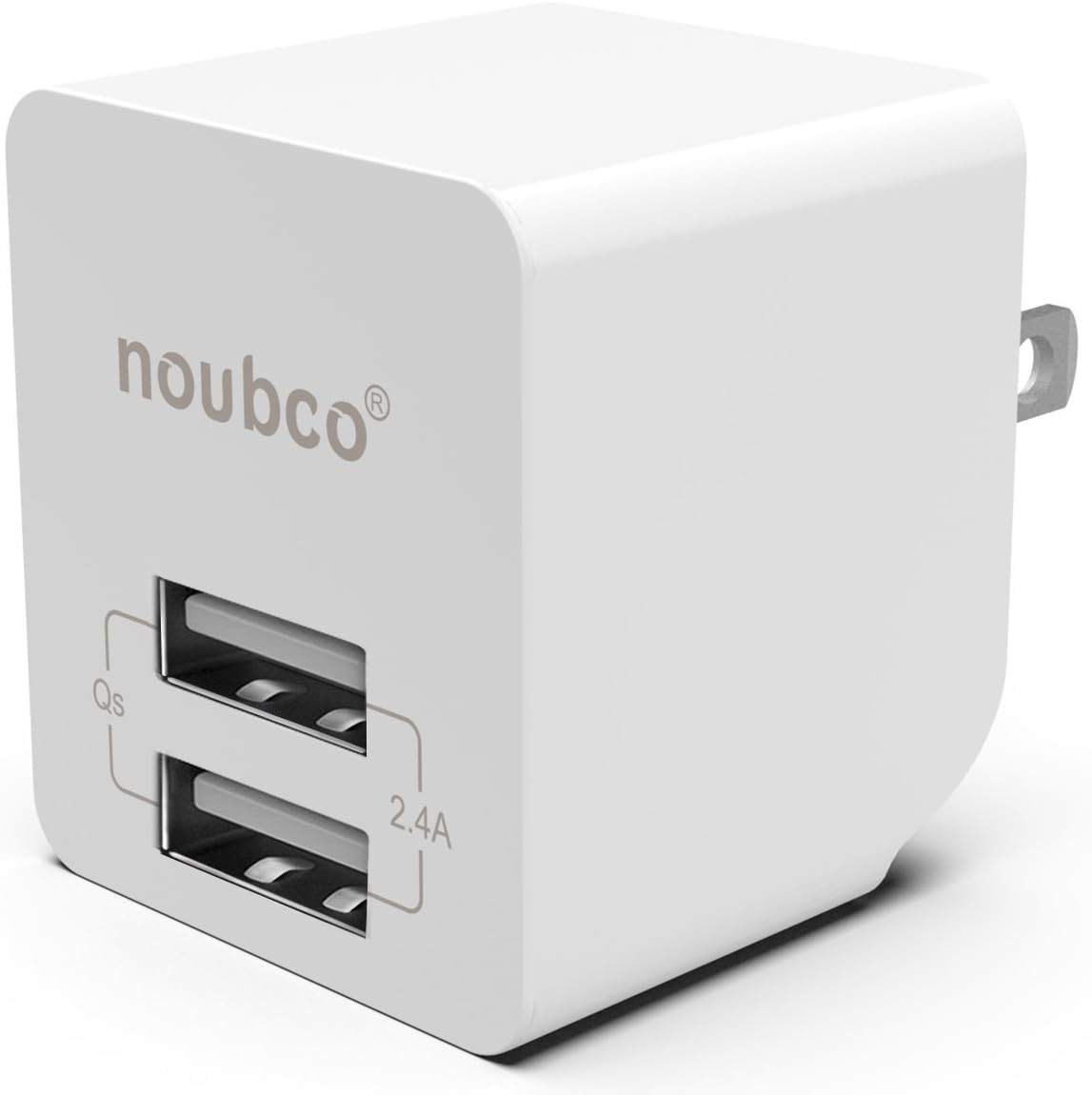 Dual USB Wall Charger Compact, Charger 2.4A with QualSmart Technology, for iPhone X 10 8 7 6s 6 Plus, iPad, Samsung, Pixel, Moto, HTC BlackBerry, and More (White)