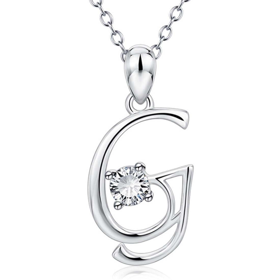 TQPUWT collar de mujer con colgante letra, Plata Pequeñas Iniciales Collar, Collar de Mujer, Collar con Colgante 26 Letras, con caja de regalo, para Mujer Hombre Pareja, plata, Letra G