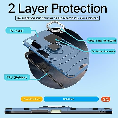 Image of Pikkme Back Cover for Samsung Galaxy A16 5G | 360 Protection Case | Ring Holder Stand D5 Tough Armor Bumper Case (Blue)