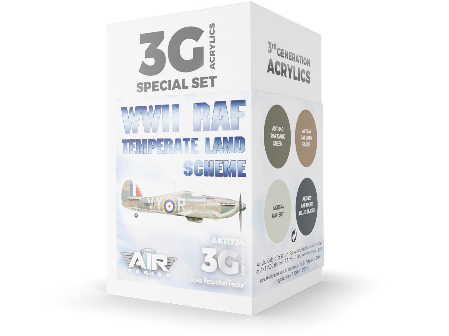 AK Acrylics 3Gen Aircraft Set AK11724 WWII RAF Temperate Land Scheme Set 3G (4x17ml)