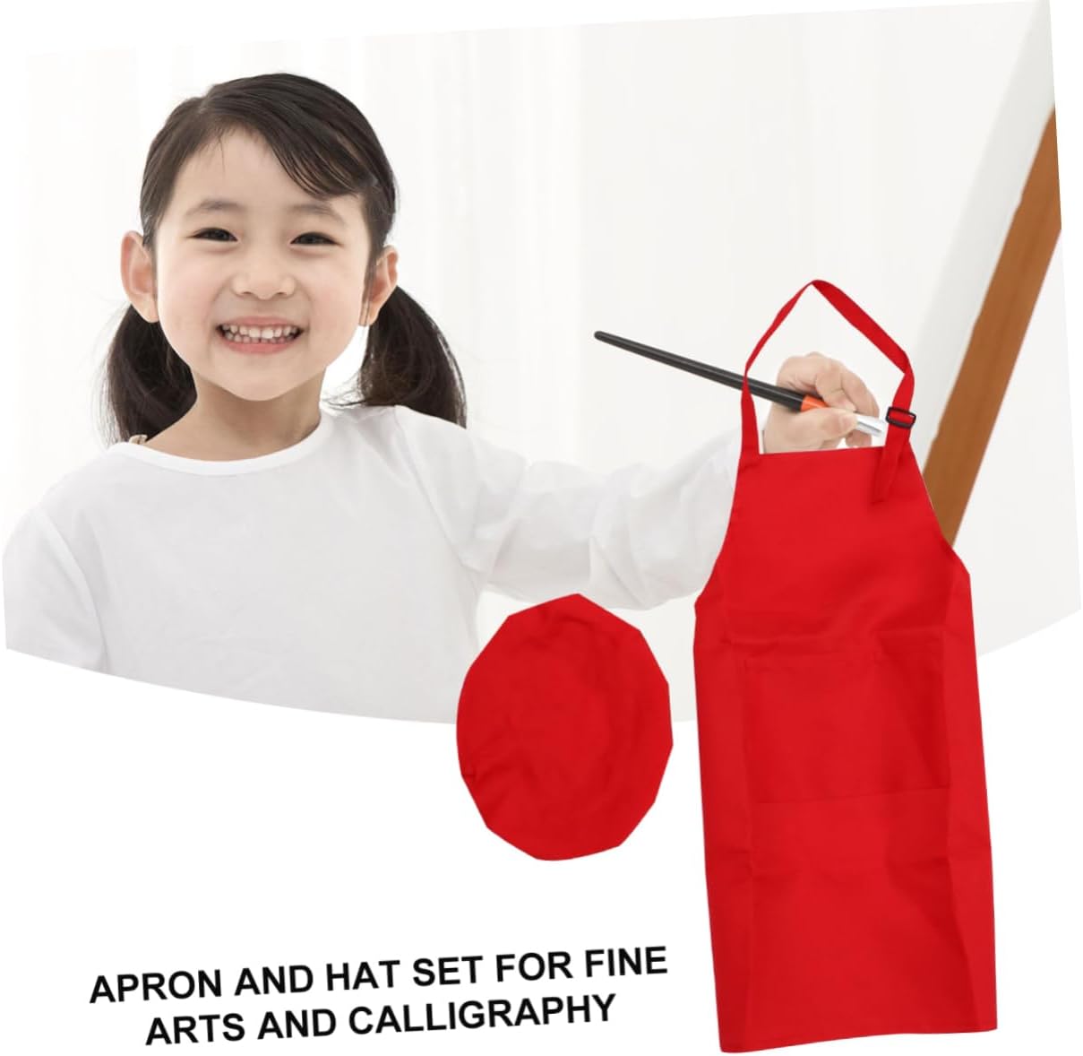 4sets Boy Girl Artist Aprons with Design and Straps Includes Hats for Painting Crafts and Cooking Activities Ages