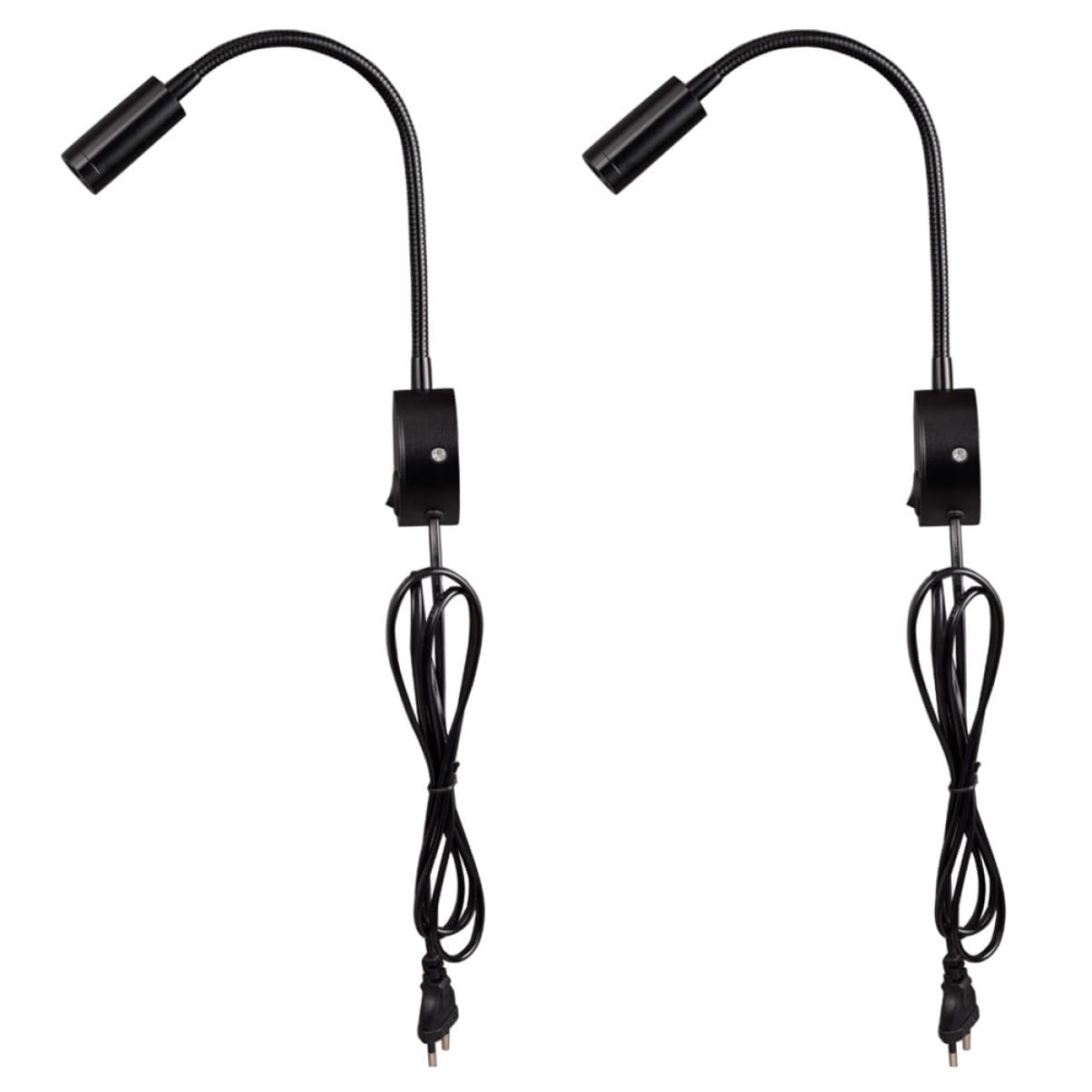 2 piezas Lámpara LED de Pared para Lectura con Brazo Flexible Luz y Montaje Pared para Dormitorio de Unidades Color Negro