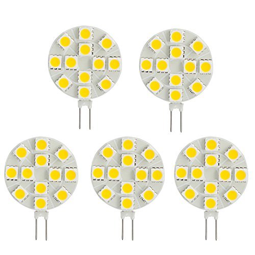 SG4-12T-WW27 Side Pin G4 LED Disc Halogen Replacement Bulb, 2.4W, 20-25W Equal,Warm White 2700K, 5-Pack(Not Dimmable)