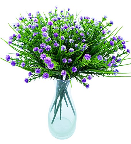 Flores Artificiales/SFTlite 6 pcs Artificial Fake Hermosa Flor Casa Fiesta Boda Decoración Flores Sintética de Plástico Imitación Gypsophila Flores Para Boda Hogar Fiesta Oficina Festival - Morado