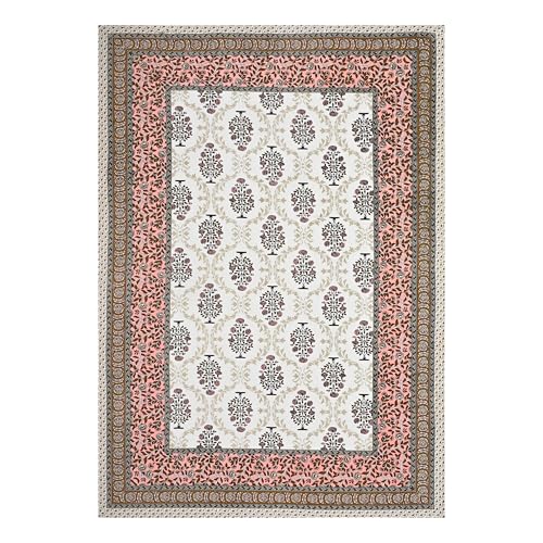 Image of 100% Cotton Single Bedsheet with 1 Pillow Cover | 240 TC Pure Cotton Flat Bed Sheet | Traditional Jaipuri Printed Bedding Set | Soft & Breathable | 60 x 90 Inch (Rangmahal Single 43)