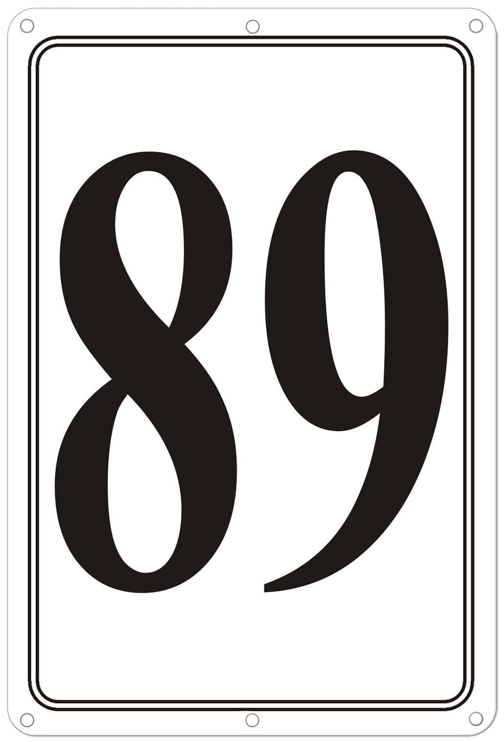 Premium Aluminum Number Signs 89, Metal 12" X 8" Numbered Signs Outdoor for Parking Lots, Floor, Dock, Court, Aisle, Field, High Visibility, No Fade, Weather-resistant
