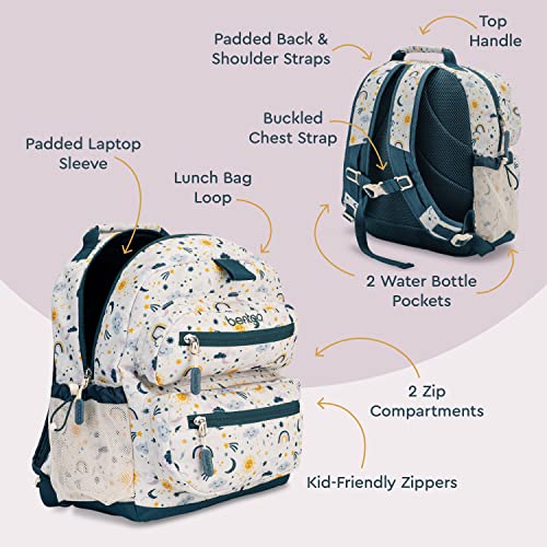 Image of Bentgo Kids Backpack - Lightweight 14 inch Backpack in Fun Prints for School, Travel, & Daycare, Ideal for Ages 4+, Roomy Interior, Durable & Water-Resistant Fabric, & Loop for Lunch Bag (Friendly Skies)