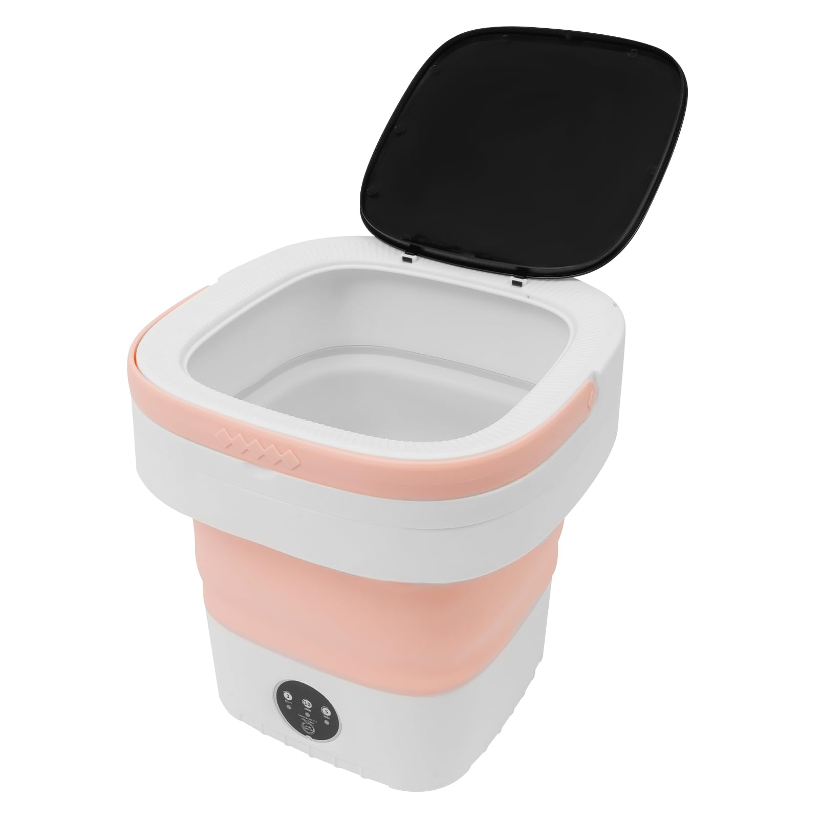 Mini machine à laver portable pliable 12 L avec tuyau de vidange et panier d'égouttement électrique pour sous-vêtements chaussettes Rose