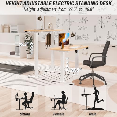 Image of Kingant Standing Desk, 35x20 Inch Electric Height Adjustable Computer Desk