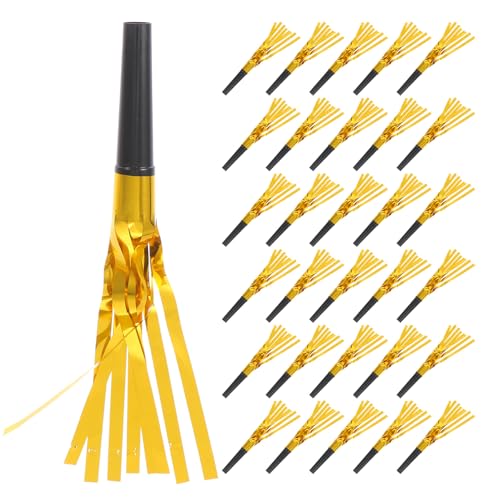 SUPVOX 120 matracas: bocinas de fiesta, juguetes con flecos brillantes para fiestas de cumpleaños, silbatos de trompeta coloridos, matracas con flecos