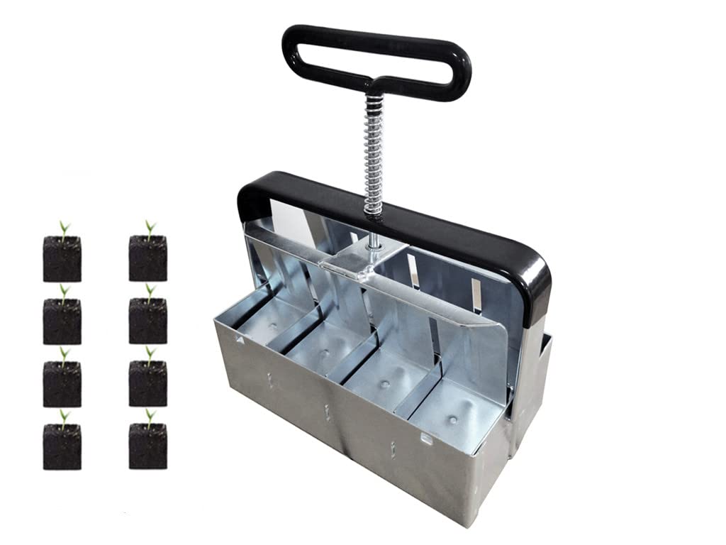 Outil de blocage de sol manuel à 8 grilles - Outil de blocage du sol - 5,1 cm - Pour bac de semences - Avec poignée confortable antidérapante pour plantation, semis, serre, plante