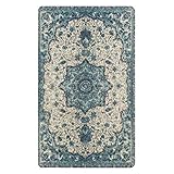 Lahome Collection Traditional Vintage Floral Area Rug - 3’ X 5’ Faux Wool Non-Slip Medallion...