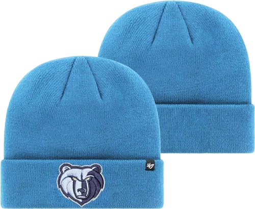 47 NBA Unisex-Adult Primary Logo Cuffed Knit Primary Logo Team Color Beanie Hat Cold Weather Hat, One Size (Memphis Grizzlies Light Blue)