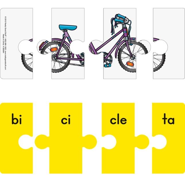Miniatura 4 de Really Good Stuff - Rompecabezas de sílabas españolas - 40 rompecabezas - Palabras de 2, 3, 4 y 5 sílabas - Incluye caja de almacenamiento - Guía de