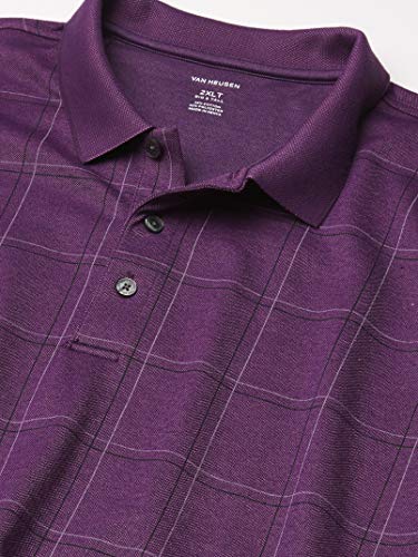 Van Heusen Men's Big & Tall Big Flex Short Sleeve Stretch Windowpane Polo Shirt, Purple Pennant, Large Tall #TOP1