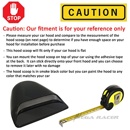Mega Racer Universal Decorative Paintable Hood Scoop Smoke Black Sport Racing Air Flow Intake Vent Cover Nismo Style Auto - Thumbnail 2
