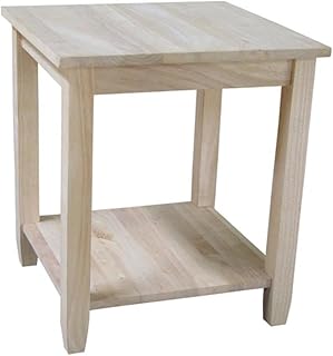 IC International Concepts, Solano End Table, Solid Wood, Real Parawood, 22" W x 21" D x 25" H, Easy Assembly, DIY, Paint or Stain Your Way, Unfinished