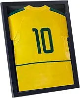 NBEADS Moldura para exibição de camiseta, moldura de madeira preta de 43 x 33 cm com janela de acrílico transparente para futebol e basquete, decoração de parede