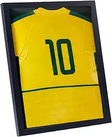 NBEADS Moldura para exibição de camiseta, moldura de madeira preta de 43 x 33 cm com janela de acrílico transparente para futebol e basquete, decoração de parede