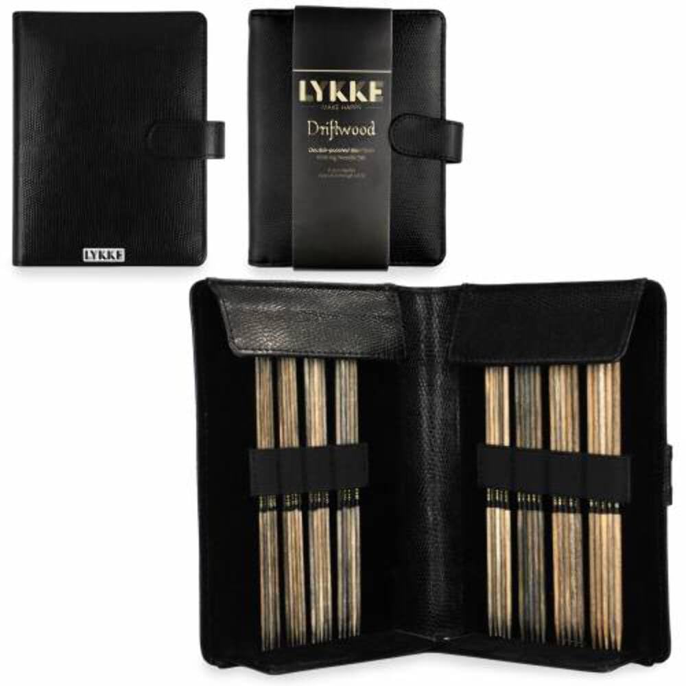 Lykke Driftwood K-LYKKE-DW-6DPSM-SET-FXL Nadelset Nadelspiele, Holz, Schwarz, Small US 0-5 Set in Faux Leather Pouch