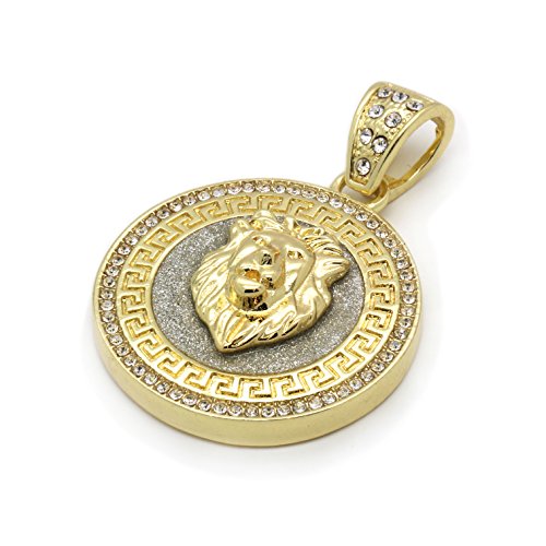 Mens 14K Gold Plated Hip Hop Round Lion Cz Pendant 3Mm 24" & 30" Cuban Chain #TOP3