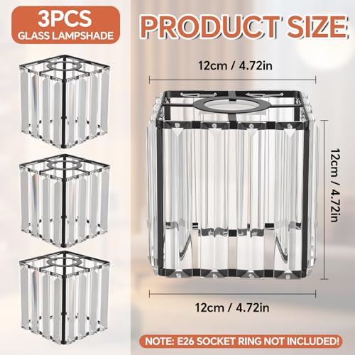 Image of Teenyyou 3 Pcs Crystal Bathroom Vanity Light 3 Lights E26 /E27 Base Modern Short Wall Light Cover over Mirror 1.65 inch Top x 4.7 inch Dia. x 4.7 inch H Lampshade Replacement for Bedroom Bathroom Vanity