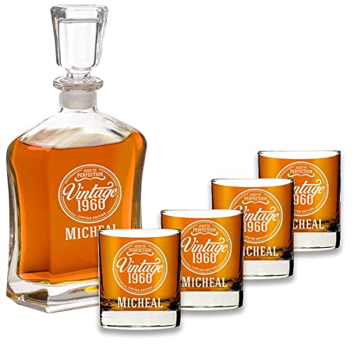 Personalized Whiskey Decanter & Glasses Set, Custom Whisky Glass ...