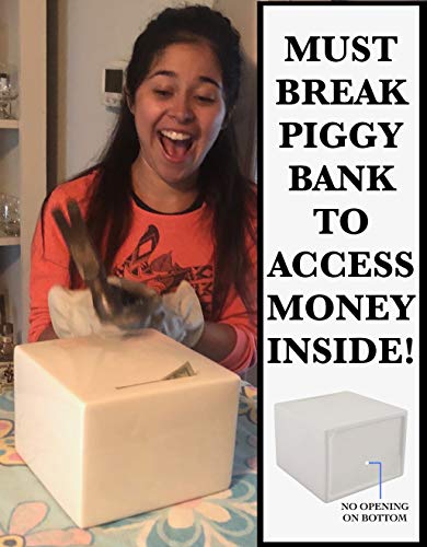 Piggy Bank For Adults - Must Break To Access Money | Ceramic Savings Bank To Help Budget And Save For Vacation Wedding Or Child's College Fund | Money Saver Box With One Small Opening | Birthday Gift #TOP2