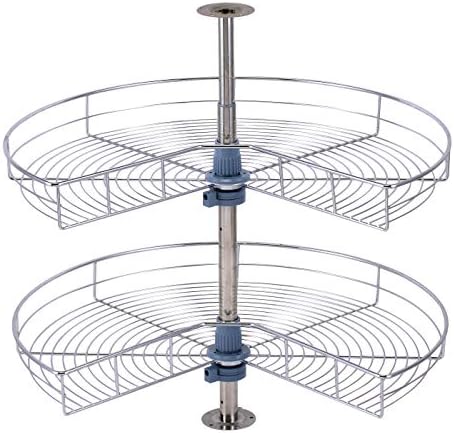 Dowell 28" Kidney Chrome 2-Shelf Lazy Susans Kitchen Base Cabinet Corner Organizer