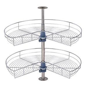 Dowell 28″ Kidney Chrome 2-Shelf Lazy Susans Kitchen Base Cabinet Corner Organizer