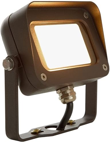 Luz de inundación LED de bronce para exteriores de 12 V, 10 W, 950 lúmenes (3000 K blanco cálido) con soporte de yugo para iluminación de paisaje de