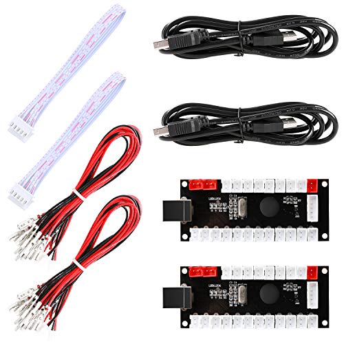 Hikig 2-Spieler Null Verzögerung USB Encoder PC Zum Joystick für MAME, JAMMA, Arcade-Spielkonsole DIY & Andere PC Kämpfen Spiele - Inklusive Kabelbaum für SANWA Joysticks und SANWA Buttons Cover