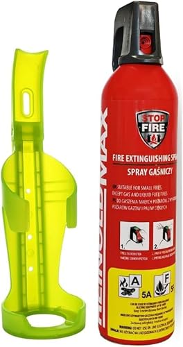 notlok Safety Work - 750g Mini Extincteur Maison sans Fluor + Support Mural | Mousse Extinguante Douce pour la Peau pour Feux de Classe A, F & E jusqu'à 1000V | Extincteur Voiture/Bateau