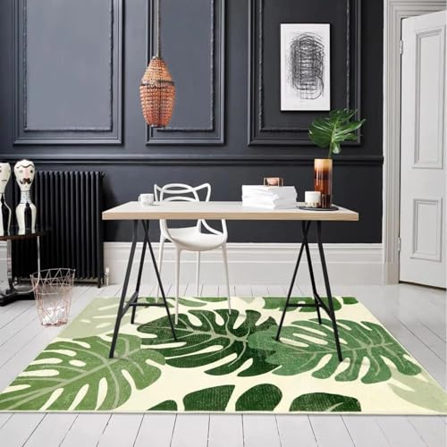 Alfombra lavable de planta monstera ideal para un dormitorio acogedor y limpio 6