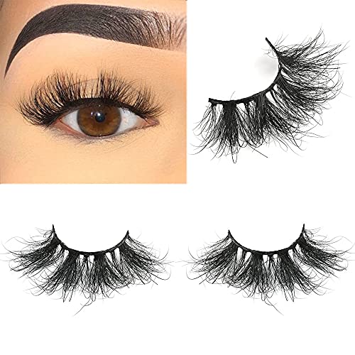 Kisslily 5 Pairs 20mm 3D Long Mink Eyelash Pack Fluffy Mink Eyelashes Extension Multi Pack Handmade Reusable Criss-cross Dramatic Thick Lash (5 Pairs 1 style 100z)