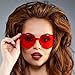 Gejoy 4 Pieces Heart Shaped Sunglasses for Women Men Valentine Gift Frameless Glasses(Red, Rose Red, Pink, Light Pink)