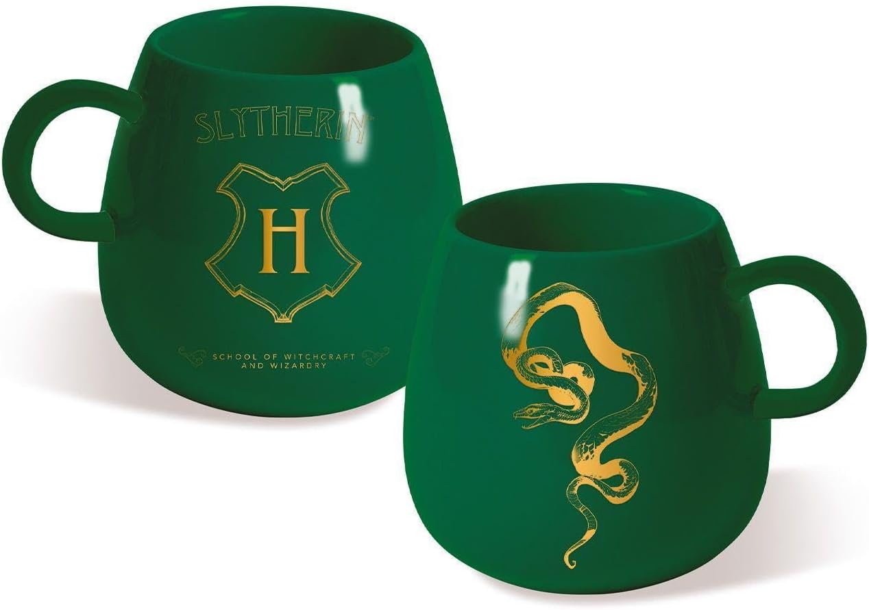 Set 4 Tazze Caff&egrave; Harry Potter 300 Ml - Serpeverde, Grifondoro, Corvonero, Tassorosso, Con Portatazze